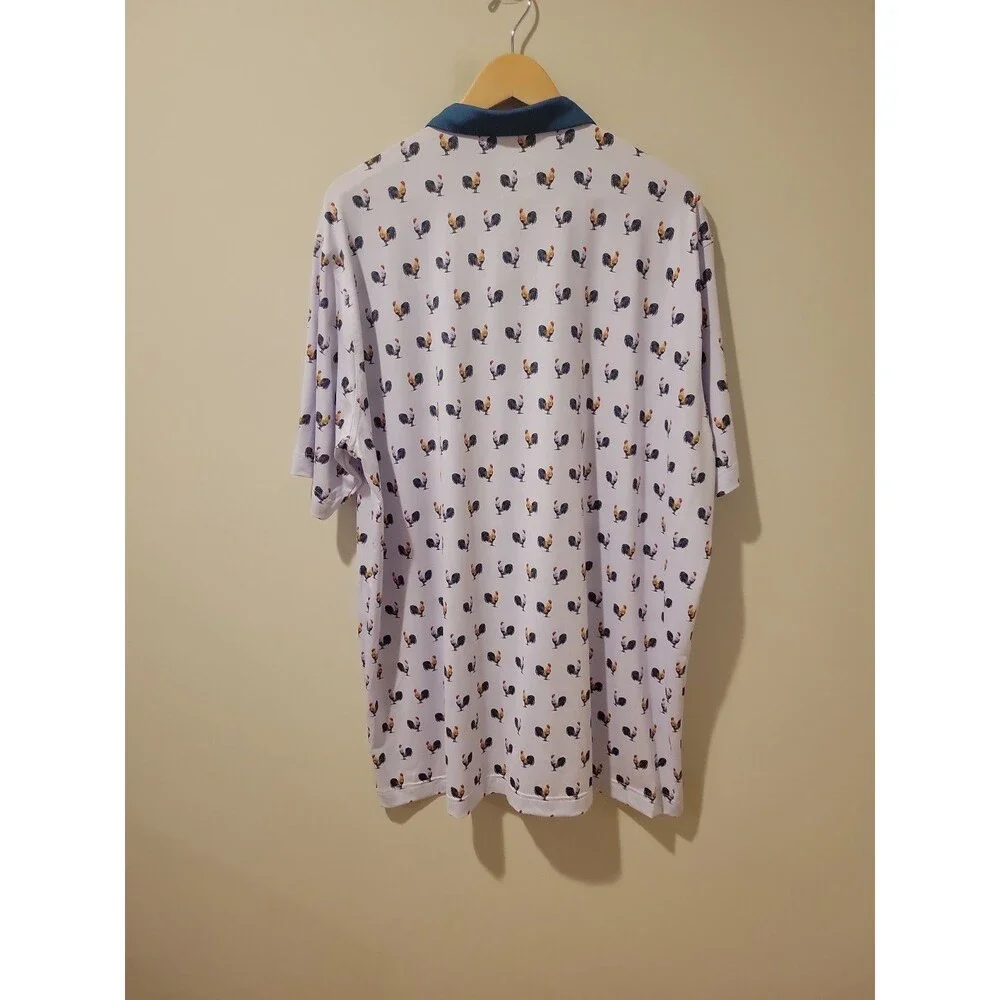 NWT Waggle Golf Polo Shirt Cocky Rooster Animal Print Stretch Performance 3XL - Picture 5 of 7